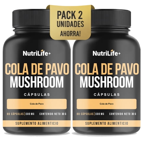 Emetres - Pack 2 Cola De Pavo Mushroom 120 Capsulas Nutrilife+ Sistema Inmune Sin
