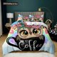 thumbnail image 1 of v1204 Bed Sheets Owl Duvet Cover Twin King Queen Size Cartoon Owl Comforter Cover Bird Animal Bedding Set Boys Quilt Cover Polyester Quilt Cover 3-Piece Bedding Set (1 Duvet Cover + 2 Pillow Shams) Be, 1 of 5