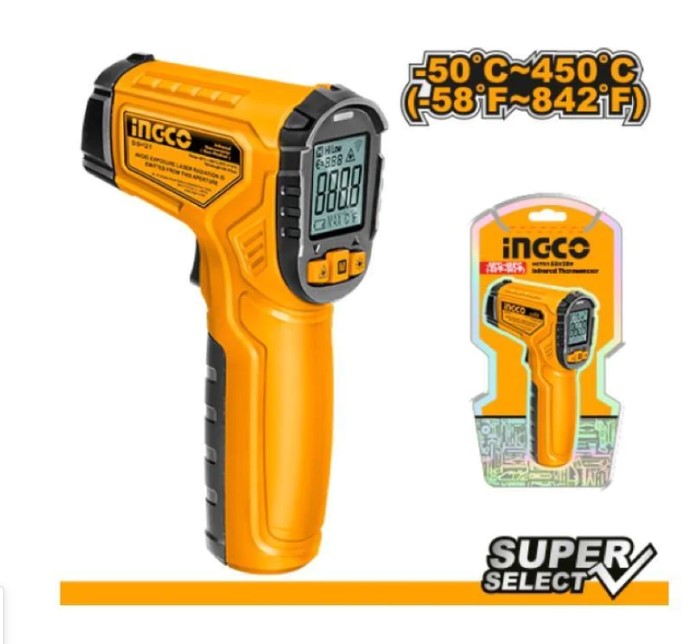 Termómetro Infrarrojo Digital Ingco -50 C ~ +450 C 0.5S + Pi