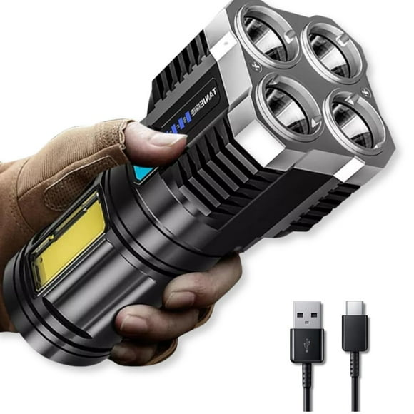 Linterna Led USB Recargable Alto Alcance 330 Mts 4 Focos