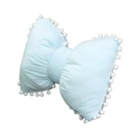 Magideal - Almohada Con Lazo Para Reposacabezas De Coche, Cojín De Apoyo Para El Cuello, Lumbar Con Pompón, Para Estudio, Banco De Granja, Decoración De Oficina Azul