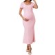 thumbnail image 2 of INSPIRE CHIC Vestido de maternidad para mujer con dobladillo de cola de pez, ajustado, acanalado, maxi vestidos antes, durante y después del embarazo, rosa XXL, 2 of 6