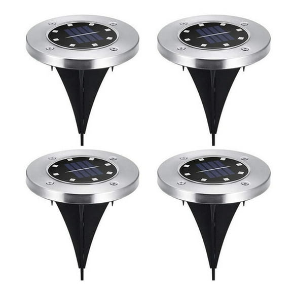 Set 4 focos led carga solar para jardín con estaca