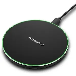 Impormaipu - Cargador De Celular Inalambrico 1A 10W Smartphone Android Para Iphone Pared Casa Redondo (Negro)