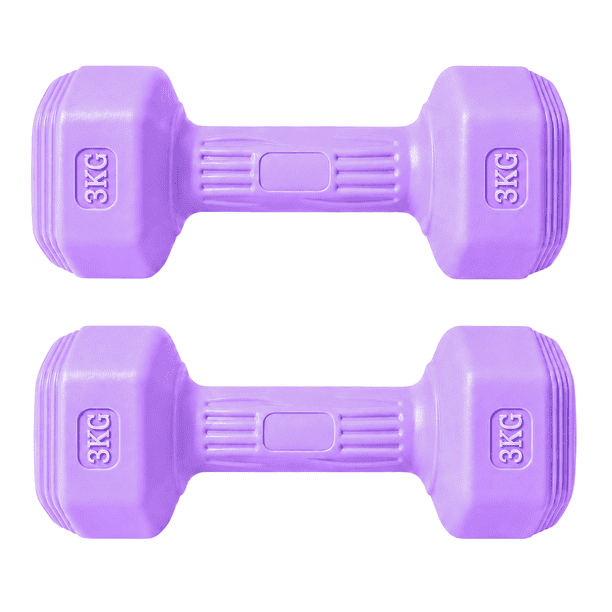 Par Mancuernas Hexagonales PVC 3 Kg c/u Pesas Fitness 6 Kg Total