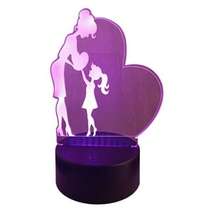 Lampara Ilusion 3D Madre E Hija De 7 Colores, Base Touch