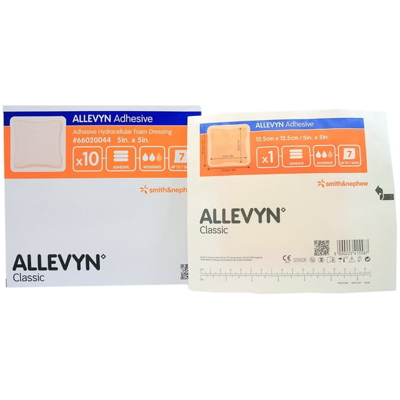 Aderezo adhesivo de espuma Smith Nephew Allevyn, 5 x 5 cm (caja de 10)