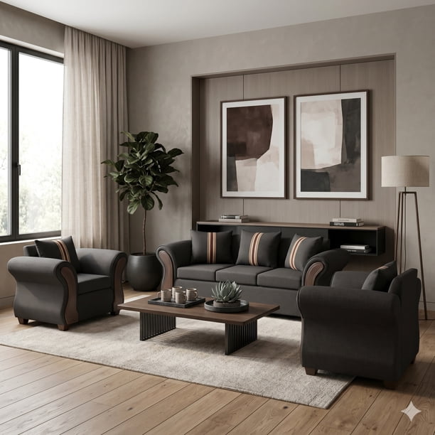 Juego De Living 3-1-1 MARSELLA Negro