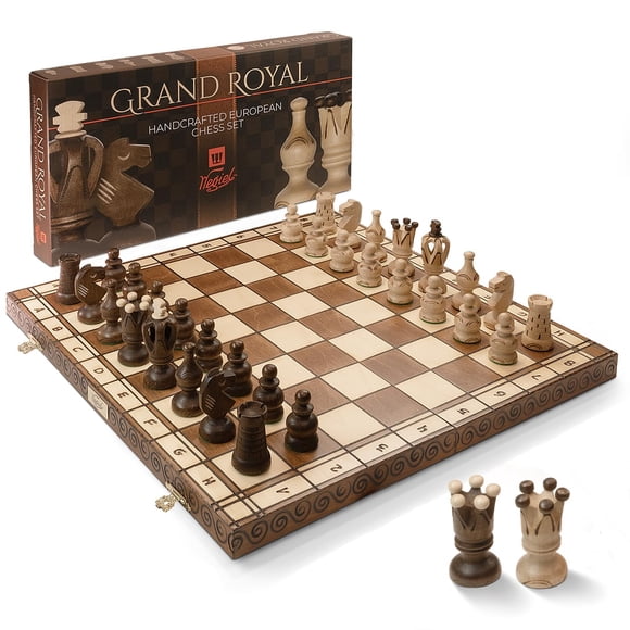 Juego de ajedrez Wegiel Grand Royal de madera de 46 cm para adultos y niños