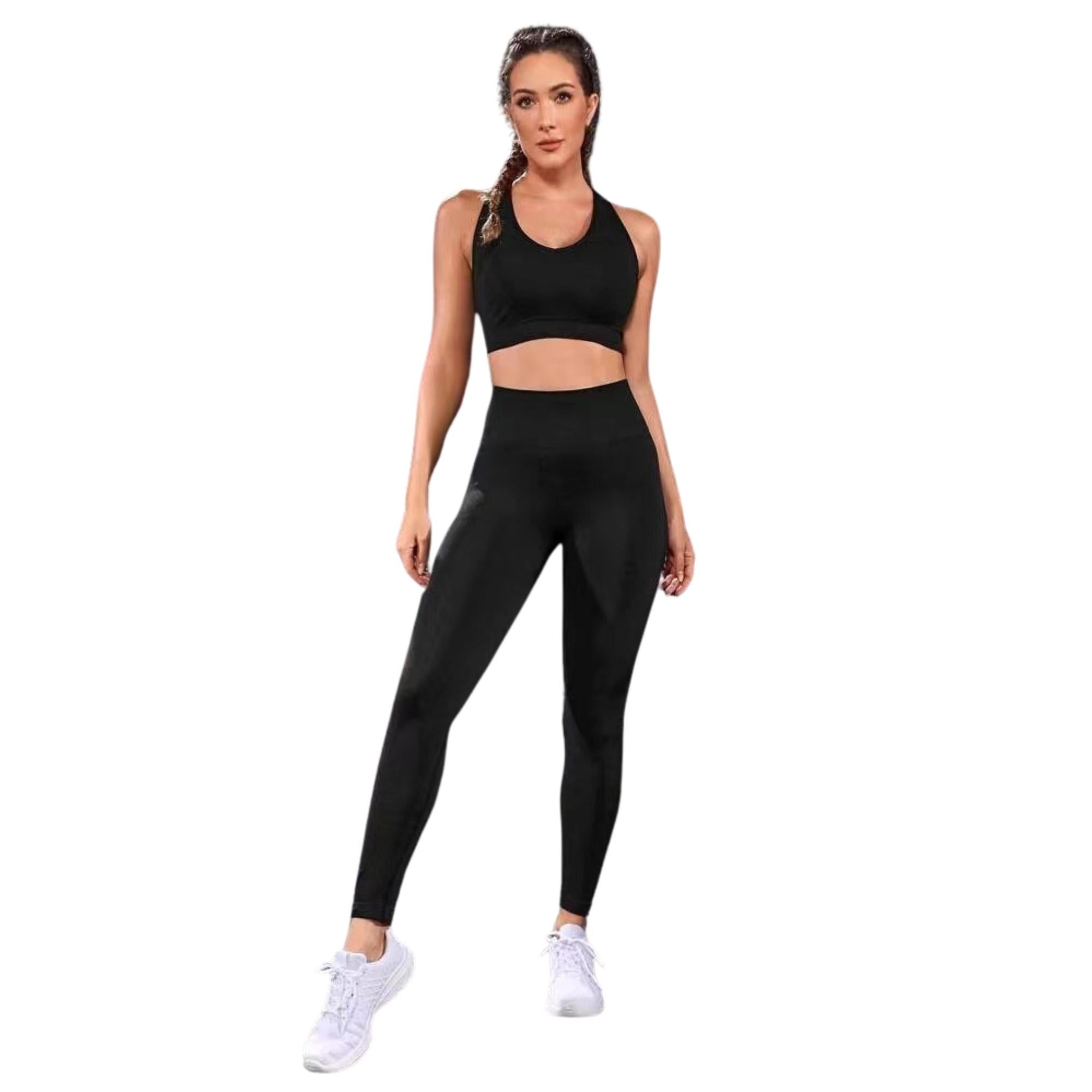 Sukha - Conjunto Push Up Sin Mangas Tiro Alto Celular Negro S