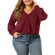 thumbnail image 1 of Agnes Orinda Conjuntos de Halloween Blusa Casual de Invierno para Mujer de Talla Grande con Manga Larga, Escote en V y Nudo, 4X Burdeos, 1 of 5