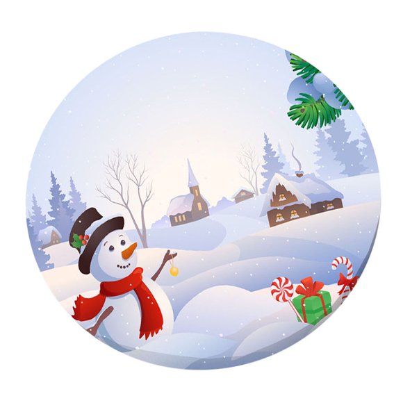Mantel De Mesa Redonda De 48 '' A Prueba De Aceite E Impermeable Happy Snowman