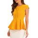 thumbnail image 4 of INSPIRE CHIC Blusas de Mujer para Regreso a Clases con Peplum, Mangas Cortas, Cuello Redondo, Color Sólido, Talla L, Amarillo, 4 of 5