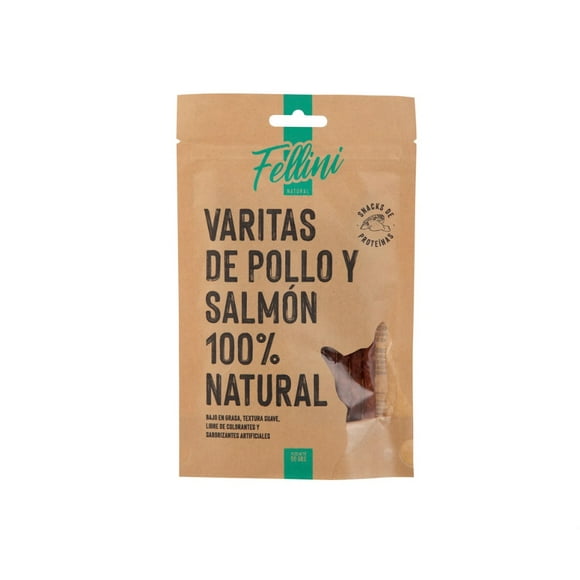 Snack Varitas de Pollo y Salmón Fellini 50 gr