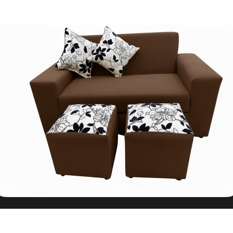 Vitelio - Sofa Roma 2 Cuerpos Color Café + 2 Puff