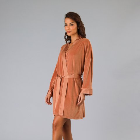 Bata Velvet Satin Flores Mujer 33955-245