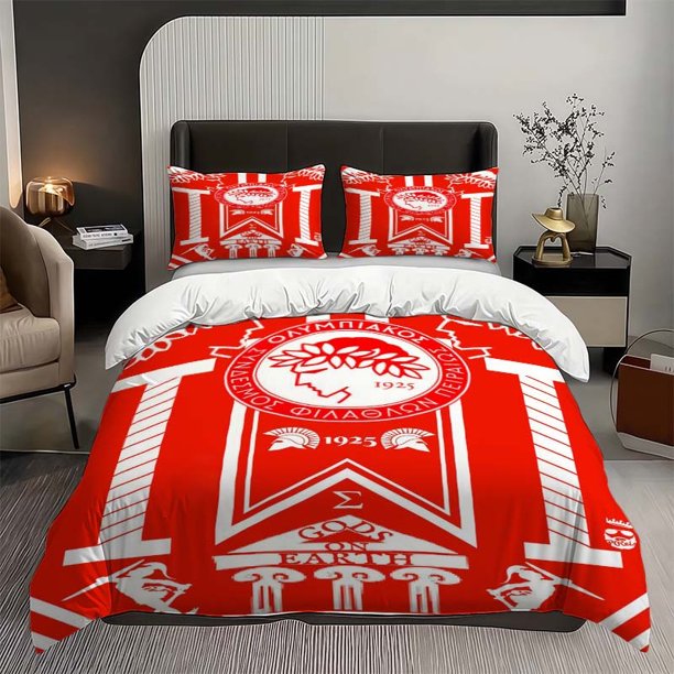 3pcs Olympia Team Logo Design Themed Bedding Set Duvet Cover and Pillowcase Set Soft and Comfortable