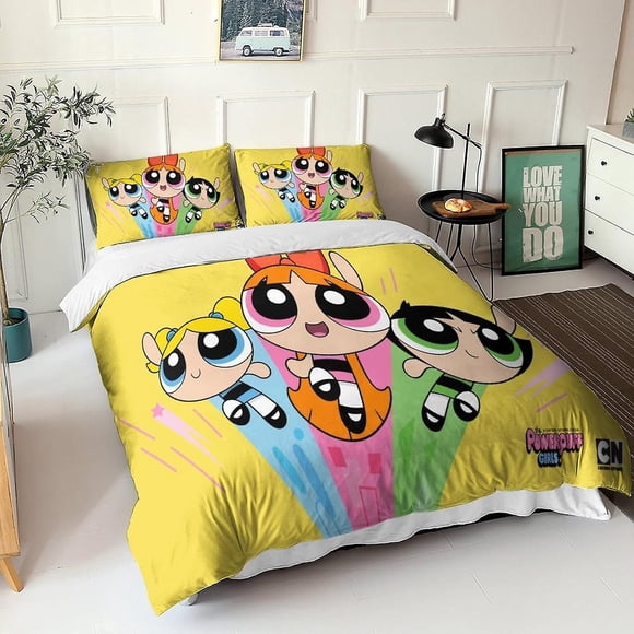 Fundas Nórdicas De Las Chicas Superpoderosas 3 Piezas Estilo Funda Nórdica Estampada Personajes De Anime Juego De Cama King Size Juego De Ropa De Cama Funda Nórdica Ultrasuave Con Crem