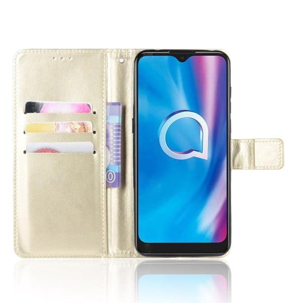 Funda tipo libro para Alcatel 1SE 2020, cartera todo‑en‑uno, funda multifuncional con tarjetero y correa de muñeca desmontable