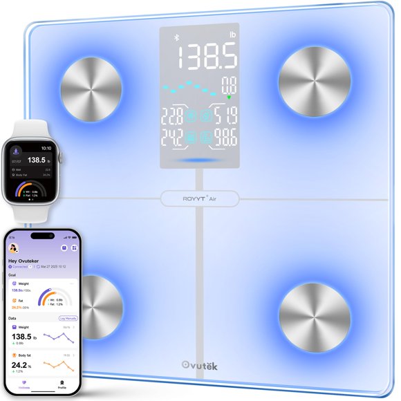 Báscula de Grasa Corporal OVUTEK Inteligente 14 Métricas Luz RGB