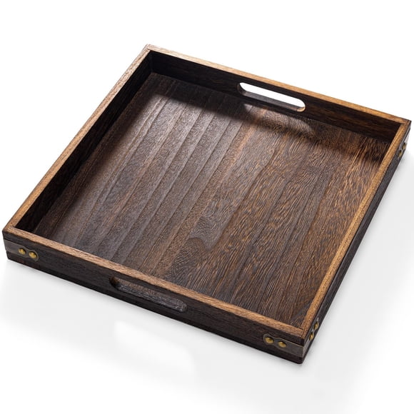 Bandeja Cuadrada de Madera Yangbaga 32x32 cm con Asas