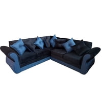 Muebles Duna - Seccional 5 Cuerpos Marsella Felpa Lino Negro Azul