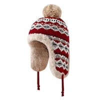 Xusx111 - Mujeres Invierno Gorro Gorro Grueso De Lana Forrado Caliente Orejas Trapper Sombrero Jacquard Tejido Al Aire Libre Esquí Gorra De Nieve