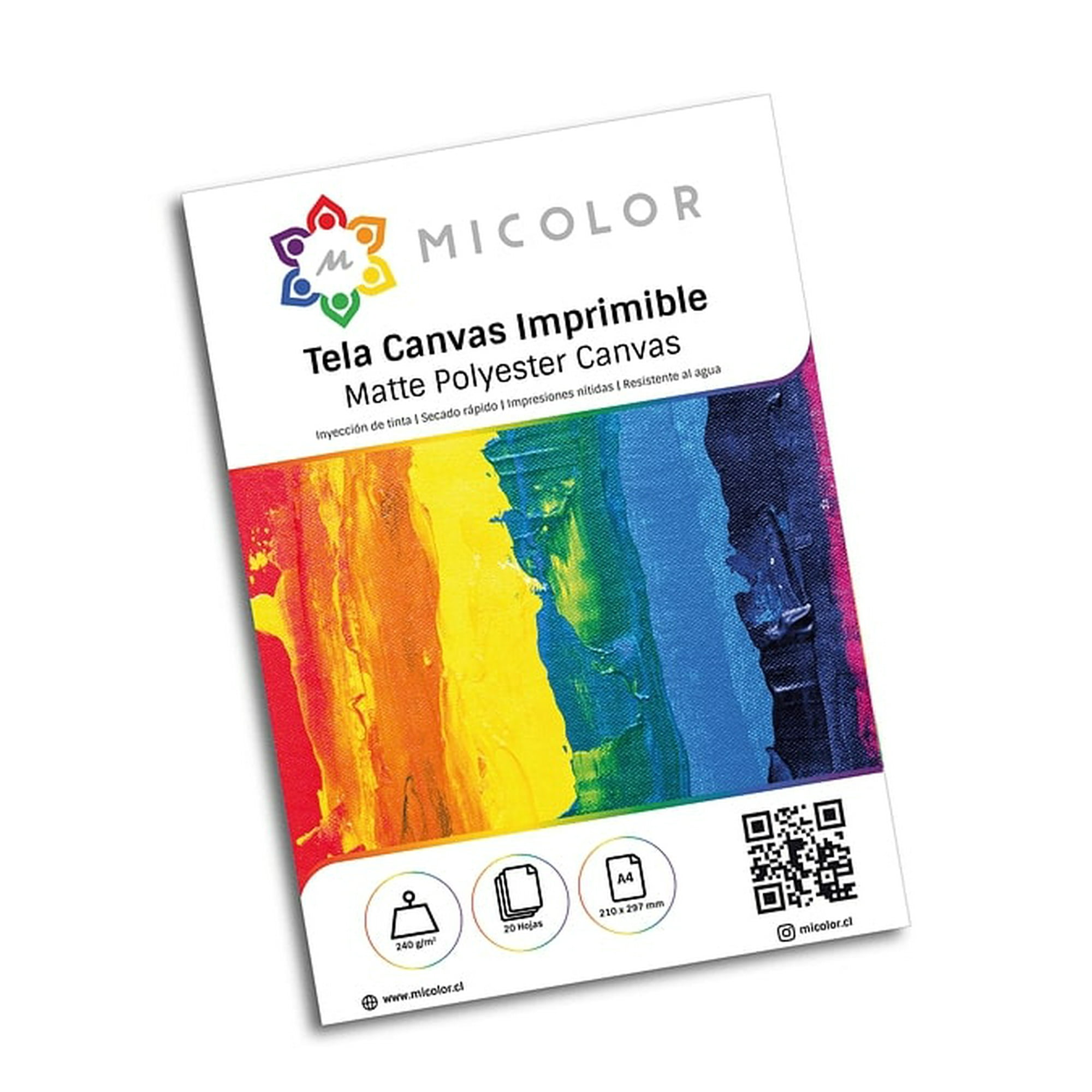 Micolor - Tela Canvas Imprimible A4 240g 20 Hojas