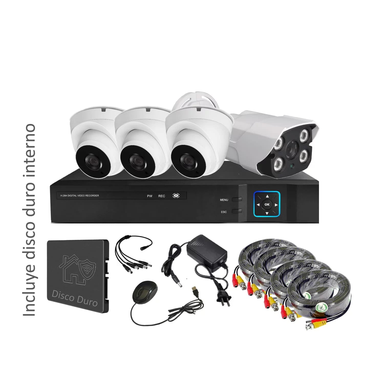 Vipa - Kit 4 Cámaras Seguridad Mixto Hd Con Disco Duro M44ldd
