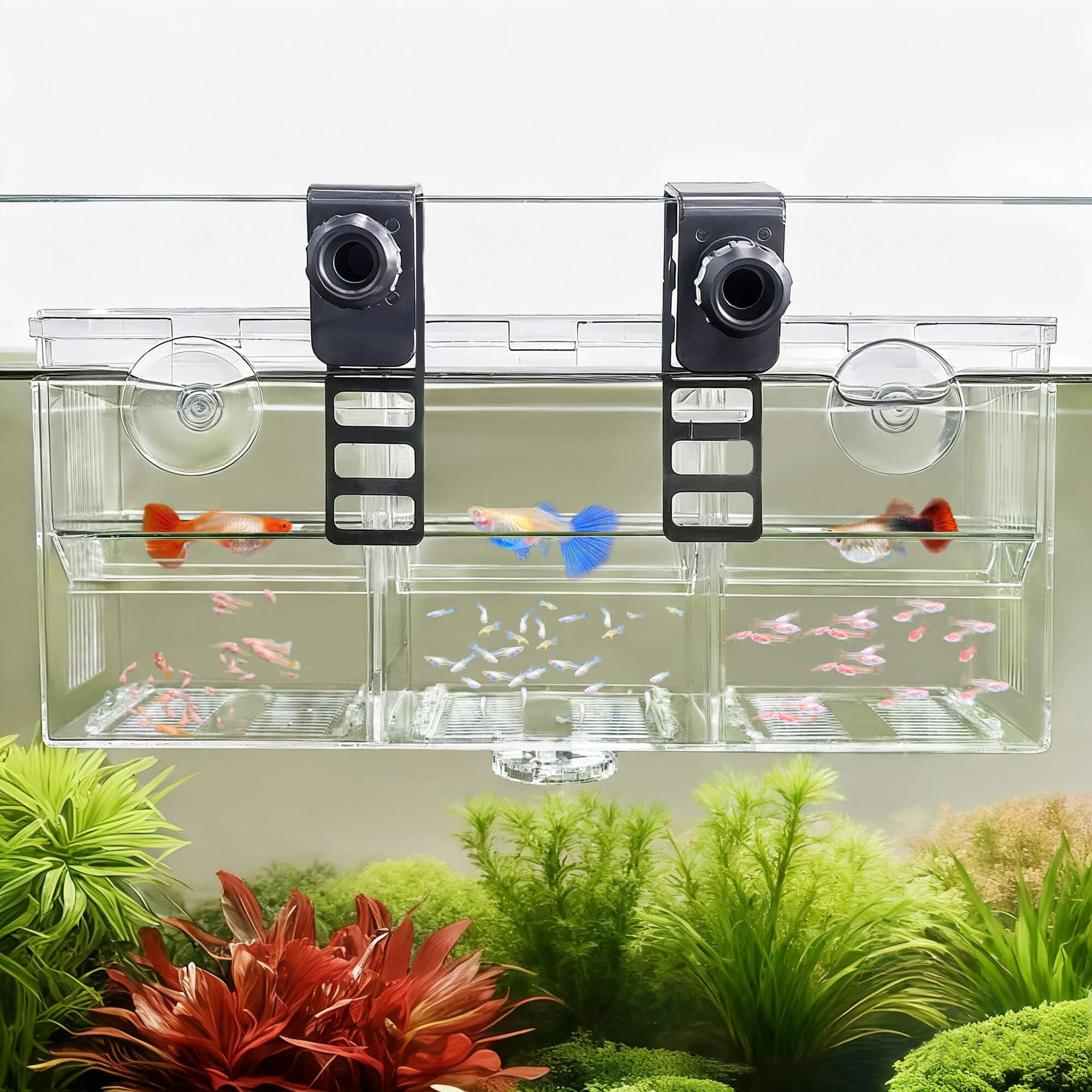 Caja de Crianza e Aislamiento para Peces de Acuario BaoZqua de Triple Cámara
