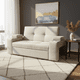 thumbnail image 2 of Sofá Cama Elite 2 Plazas 185 cm Gris Claro Lino Repelente con Baúles, Portavasos y Puffs, 2 of 7
