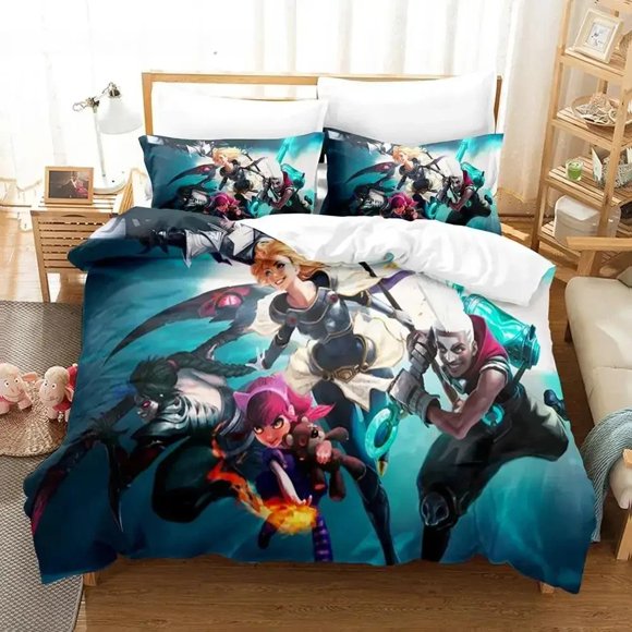 League of Legends Bedding Set Full Size Bed Children's Bedroom Duvet Bed Sheets