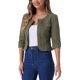 thumbnail image 4 of INSPIRE CHIC Chaquetas de Jean de Mezclilla Recortadas sin Cuello de Manga 3/4 para Mujer Verde Oliva XS, 4 of 6
