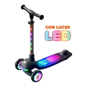 Global Latin Group - Scooter Infantil Con Luces Led 3 Ruedas Ajustable Y Seguro Negro