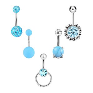 Ioensy - 5 Anillos Para Ombligo Para Mujer, 1,6 Mm, Acero Inoxidable, Joyería Para Piercing De Ombligo, Color Azul