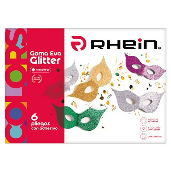 Estuche Gome Eva Glitter 24x33 cms 6 colores Rhein