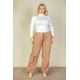thumbnail image 2 of Saronite Pantalones de Paracaídas con Cintura Elástica y Dos Bolsillos Delanteros, Color Marrón Azúcar (para Mujer), 2 of 5