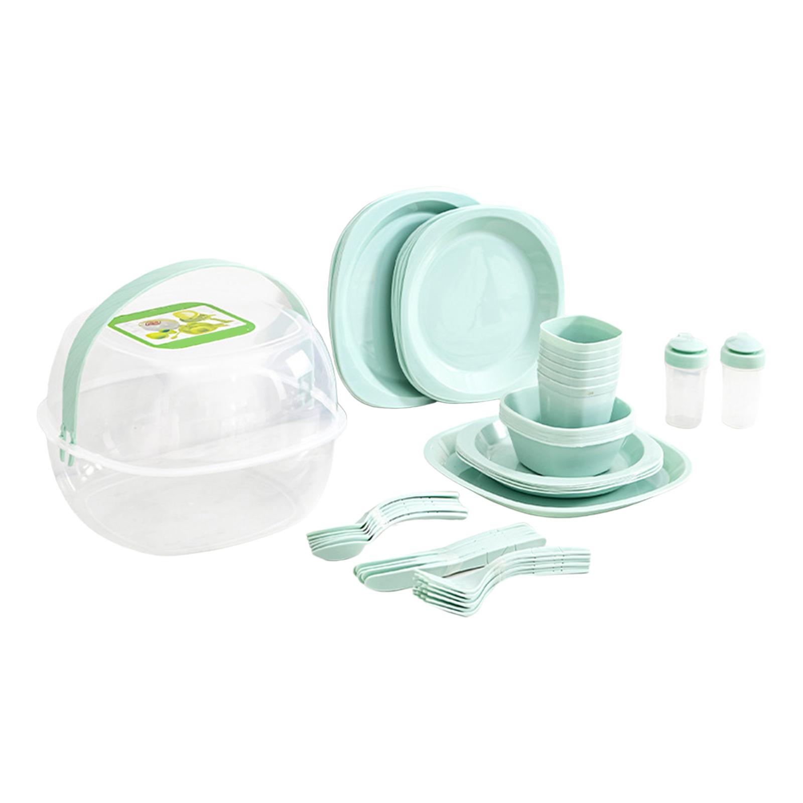 Ioensy - 54X Juegos De Vajilla Tazas Viaje Camping Juego De Cubiertos Para Cena Picnic Viaje