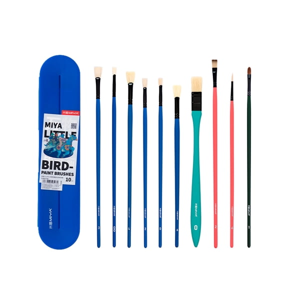 MIYA Set de 10 Pinceles little Bird Multiforma Estuche Azul