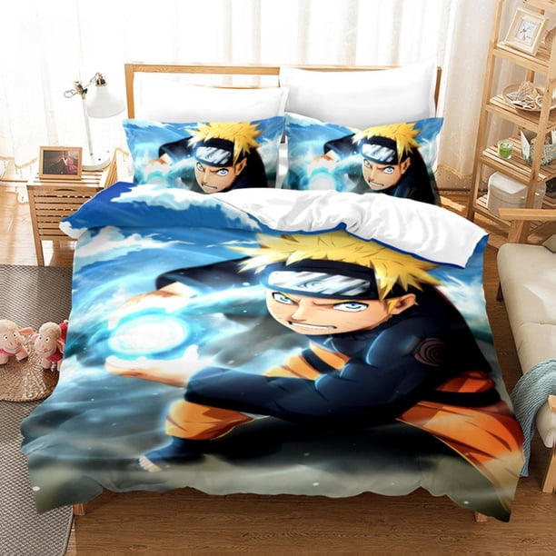 3 Piece Ninja Uchiha Zebra Naruto Bedding Set Anime Duvet Cover Pillowcase Double Size Children Teenagers Bedroom Decoration Bed Sheets