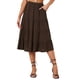 thumbnail image 1 of INSPIRE CHIC Falda Midi para Mujer Regreso a Clases Cintura Elástica Sólida Falda Acampanada Línea A con Bolsillos Marrón S, 1 of 6