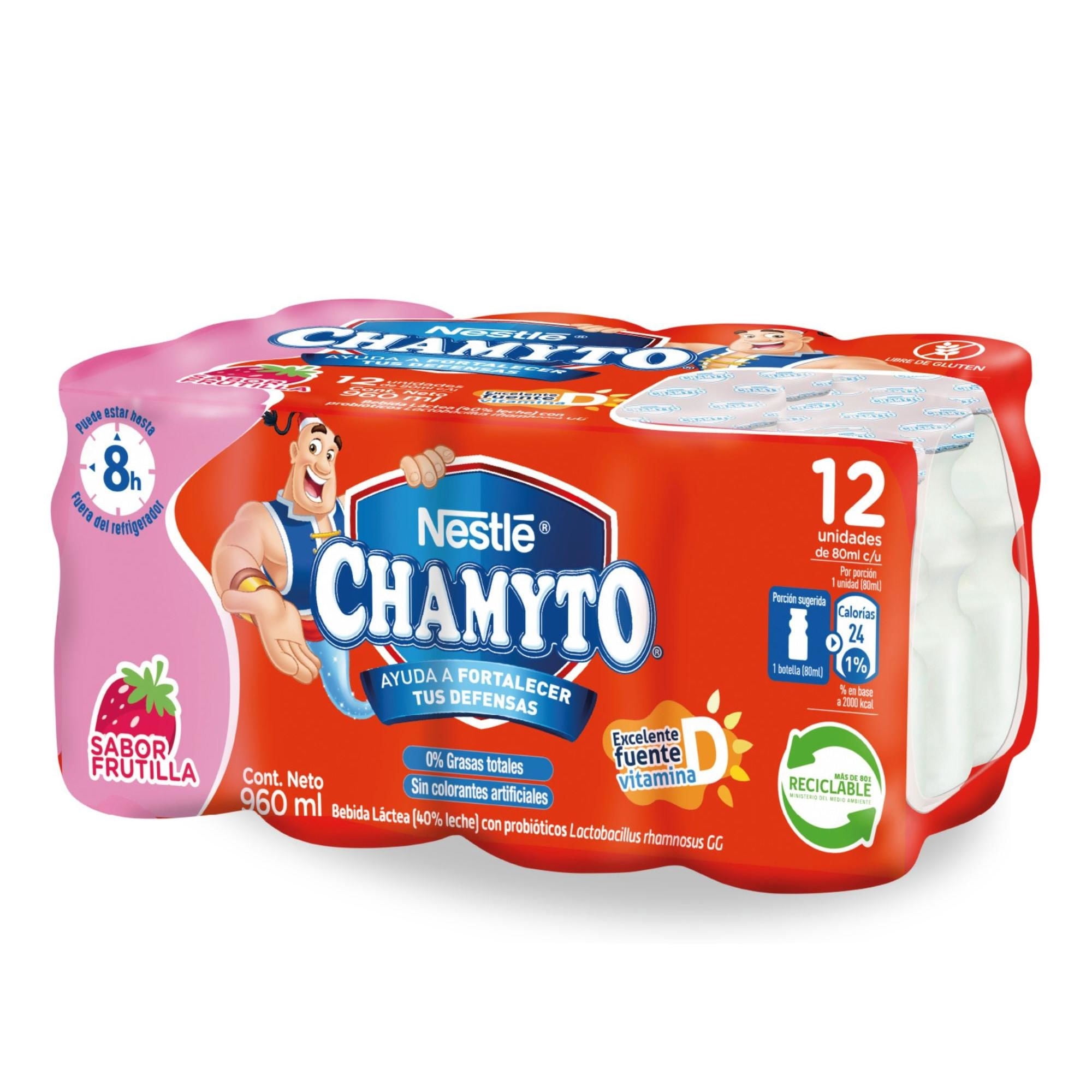 Bebida Láctea Probiótico Sabor Frutilla Multipack Botella 80ml Chamyto