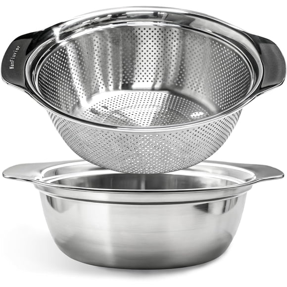 Set de colador y cuenco WanFluvior 3,5 QT de acero inoxidable