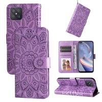 Funda Tipo Cartera Foxdock Para Oppo Reno4Z 5G , Diseño Girasol En Relieve, Cuero Pu, Cierre Magnético, Soporte Y Tarjetero