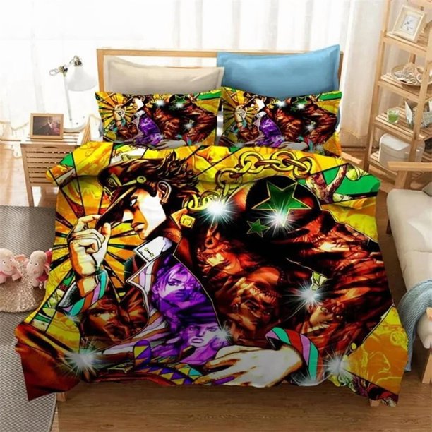 JoJo Bizarre Adventure Jotaro Kujo Bedding Set Boys Girls Twin Queen Size Duvet Cover Pillowcase Bed Kids AdultBed Sheets