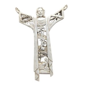 Magideal - Estatua De Cristo Resucitado, Colección De Cruz De Pared, Regalos, Decoración Del Hogar, Figuras De Jesús En Miniatura, Escultura De Pared Para Capill