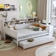 thumbnail image 2 of Wooden Full Size Daybed with Storage Shelves, Multi-functional Bed with Twin Size Trundle Bed and Study Desk, Antique White, 2 of 3
