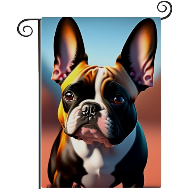 Bulldog Francés-bandera de jardín temática. Regalo perfecto para fans, amigos y familiares, ideal para actividades al aire libre y decoración de fiestas.28CM*45CM