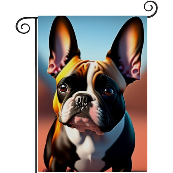 Bulldog Francés-bandera de jardín temática. Regalo perfecto para fans, amigos y familiares, ideal para actividades al aire libre y decoración de fiestas.28CM*45CM