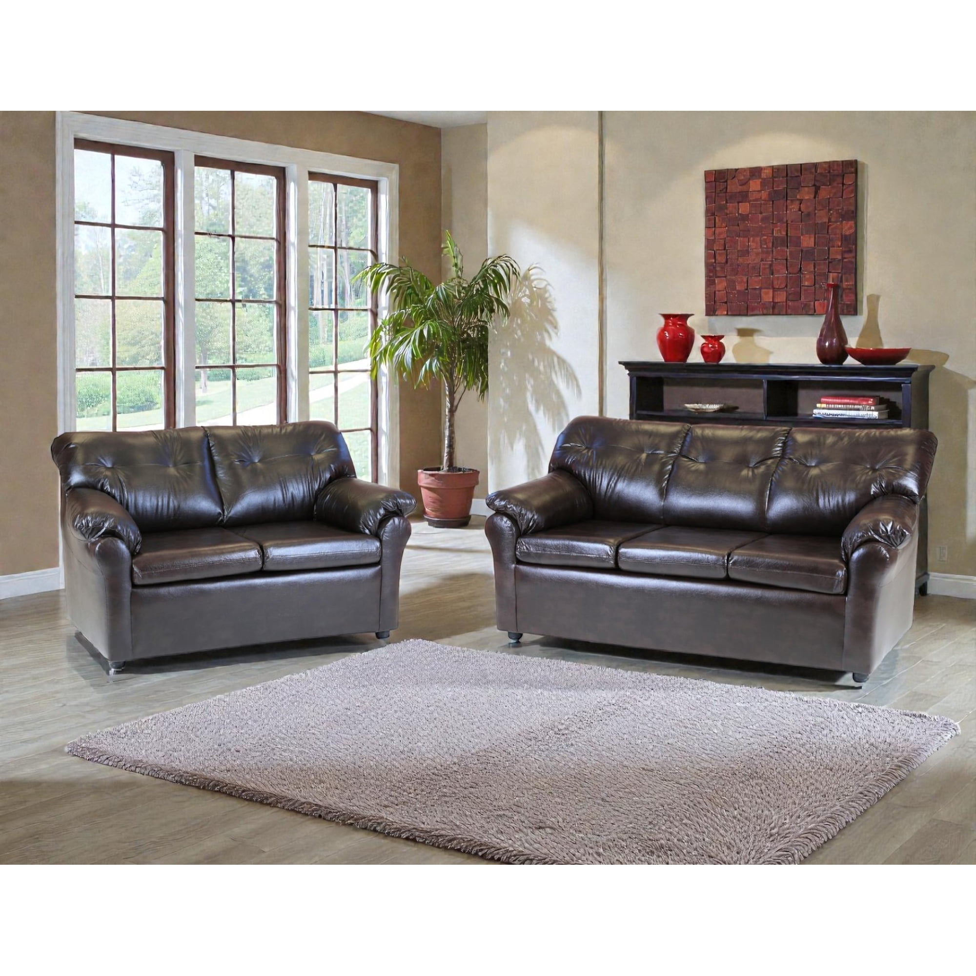 Muebles Altiro - Living Mateo 32 - Cuero Sintético Pu Café Moro